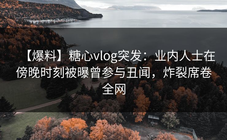 【爆料】糖心vlog突发：业内人士在傍晚时刻被曝曾参与丑闻，炸裂席卷全网
