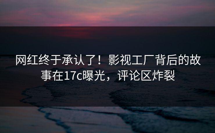 网红终于承认了！影视工厂背后的故事在17c曝光，评论区炸裂