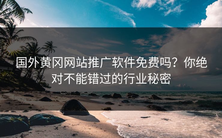 国外黄冈网站推广软件免费吗？你绝对不能错过的行业秘密