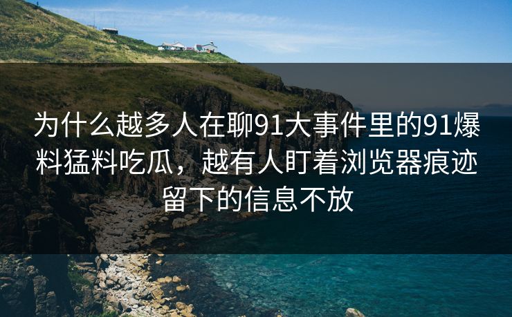 为什么越多人在聊91大事件里的91爆料猛料吃瓜，越有人盯着浏览器痕迹留下的信息不放