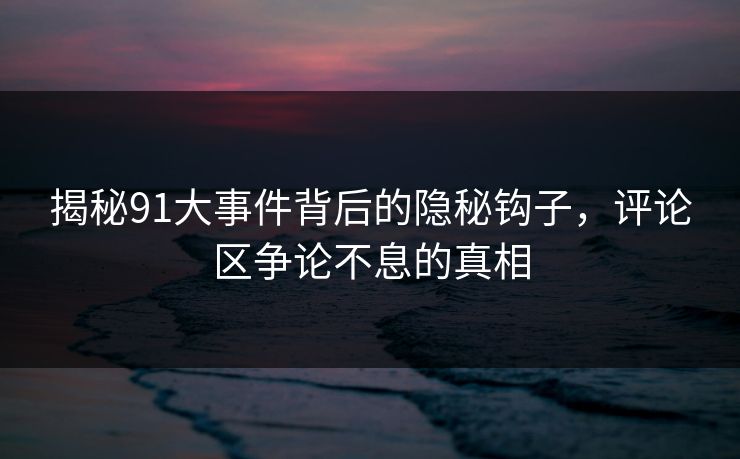 揭秘91大事件背后的隐秘钩子，评论区争论不息的真相